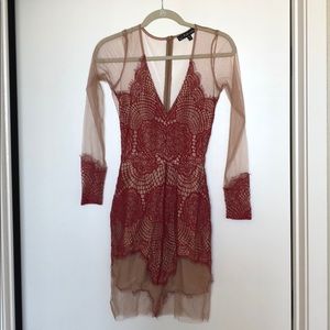 For love & lemons red lace dress